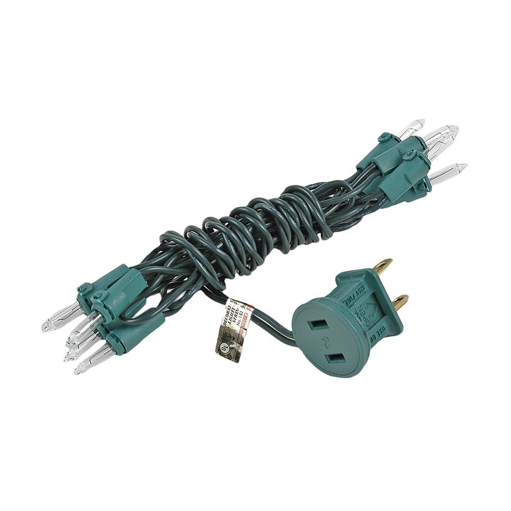 Green Wire Clear Mini Lights 10 Light 5.5 Ft