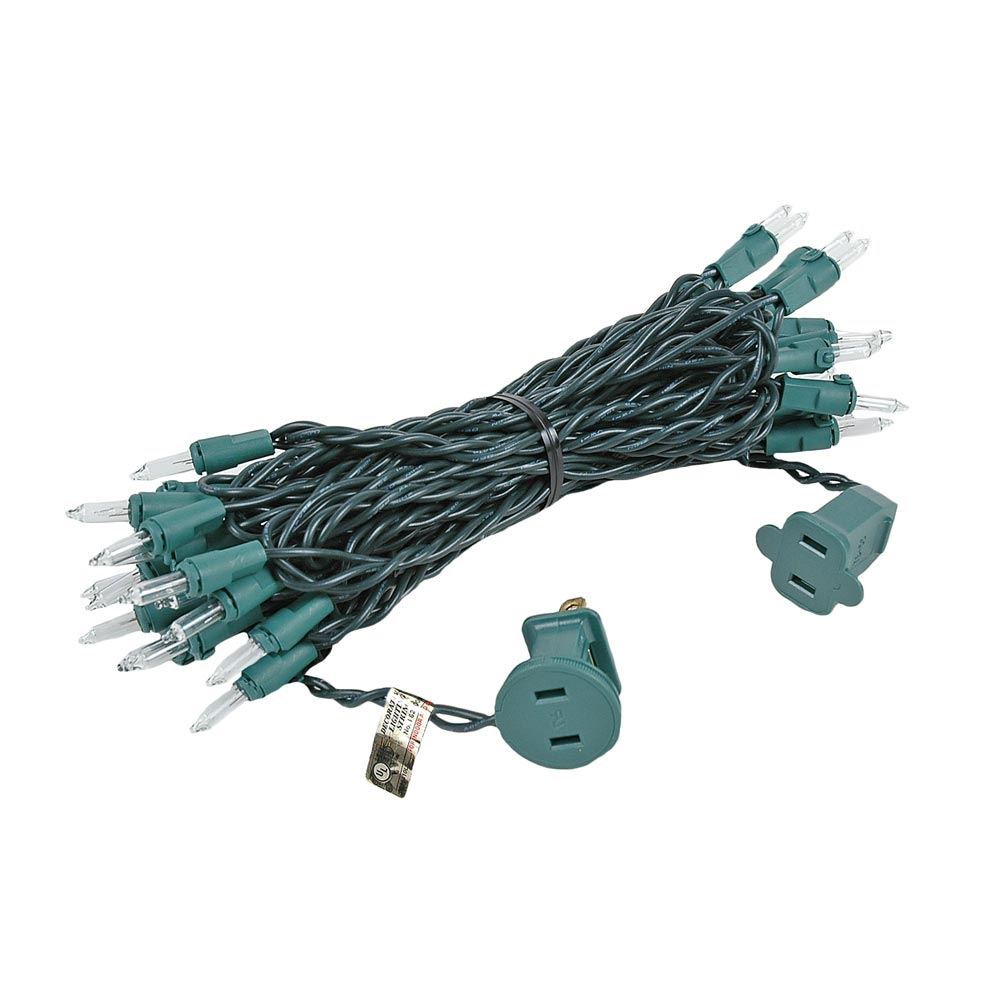 Clear 35 Light 17 Ft Long Green Wire Mini Lights