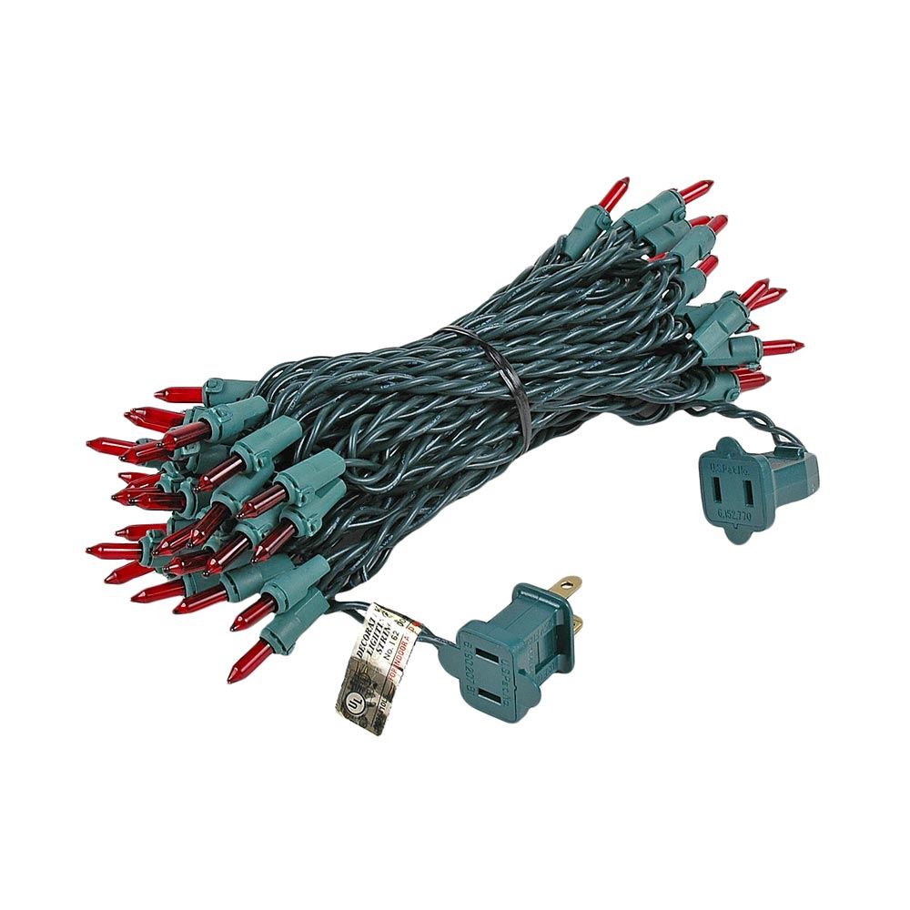 Red 50 Light 25 Ft Long Green Wire Mini Lights