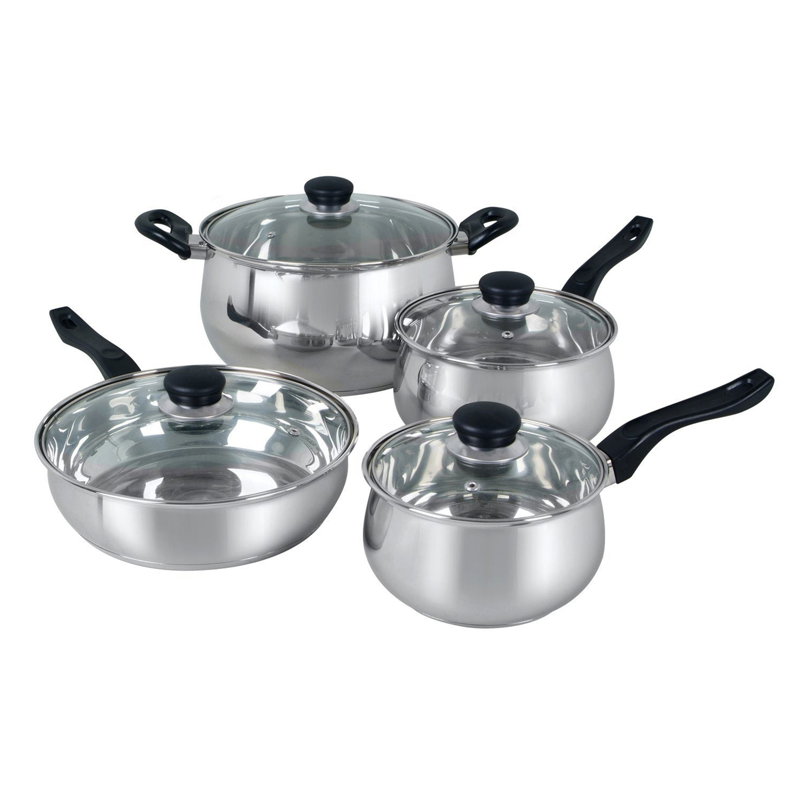 Rametto 8 Piece Kitchen Cookware Set with Glass Lids