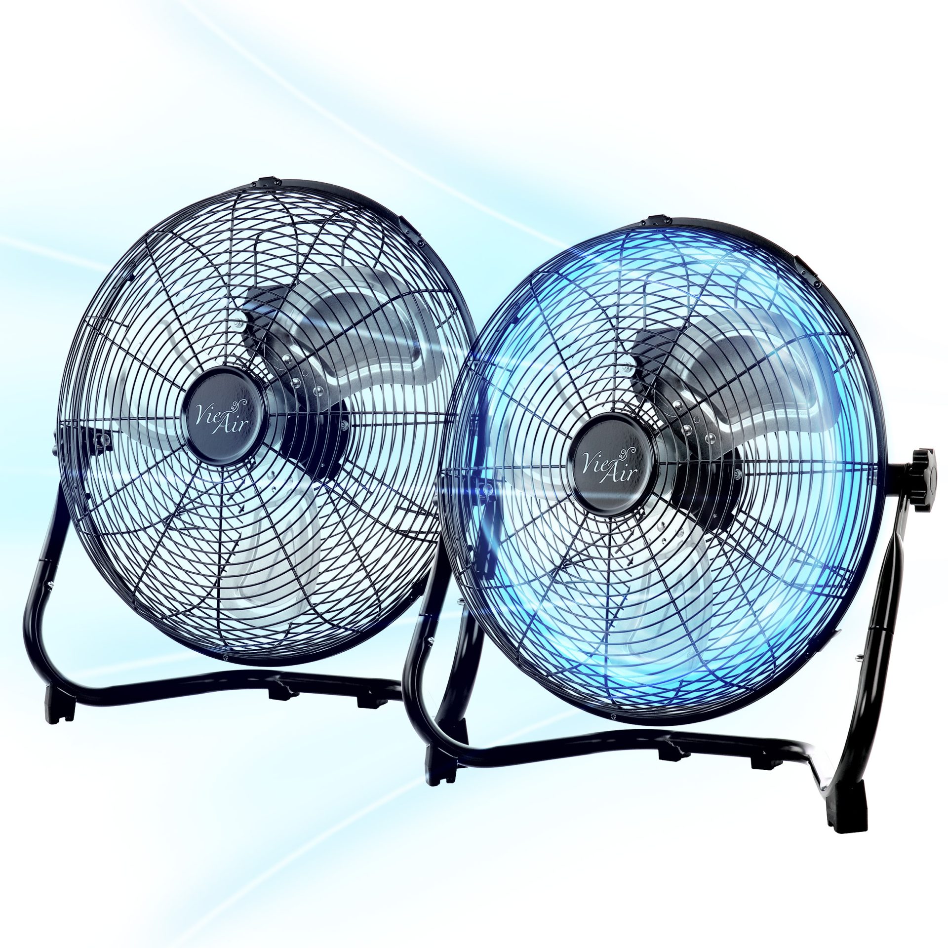 20 Inch Twin Pack Industrial Tilting High Velocity 3 Speed Metal Floor Fan