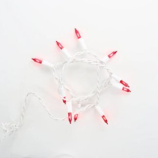 10 Bulb Red Glass Craft Lights White Wire