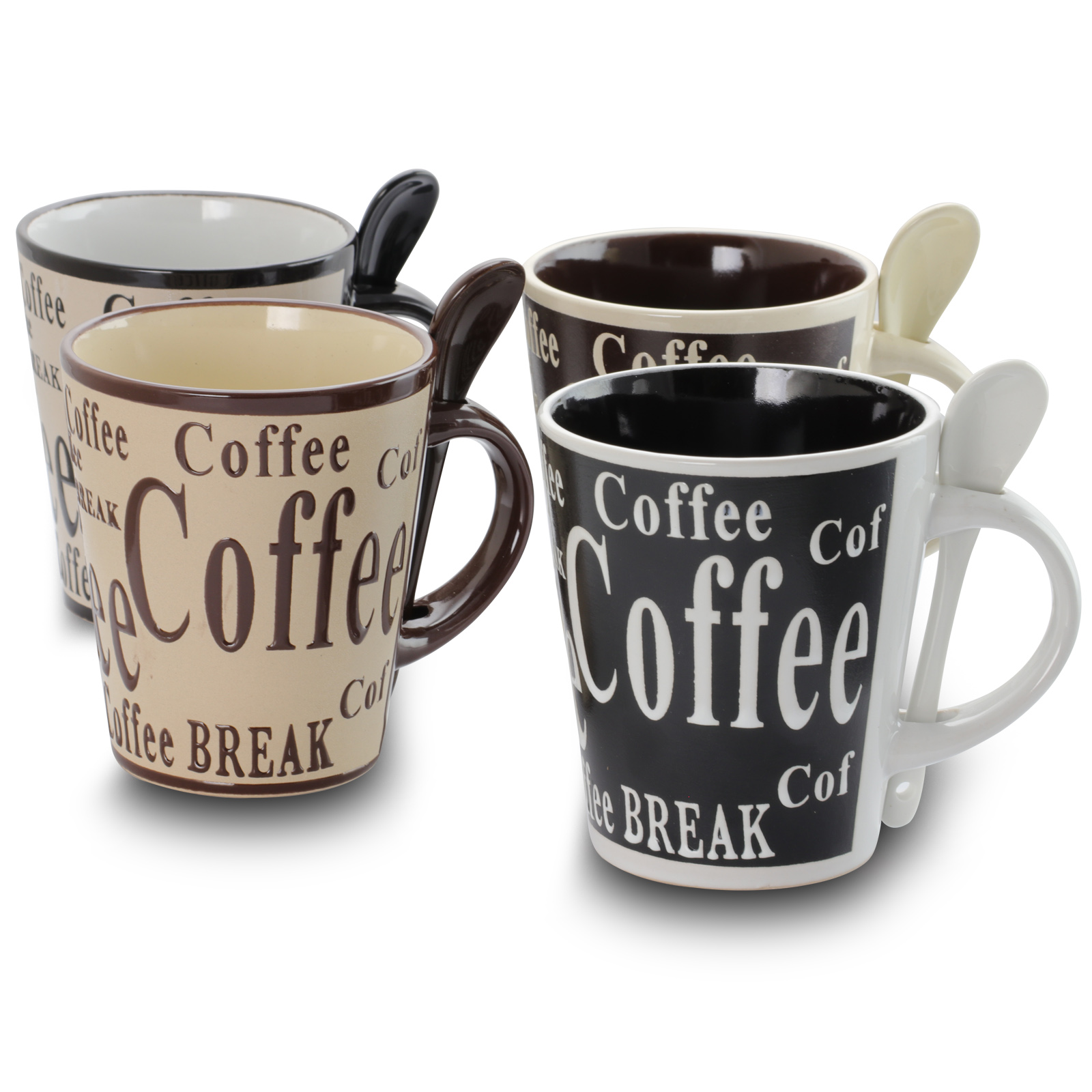 Bareggio 8 Piece 13 Ounce Coffee Mug with Spoon Set
