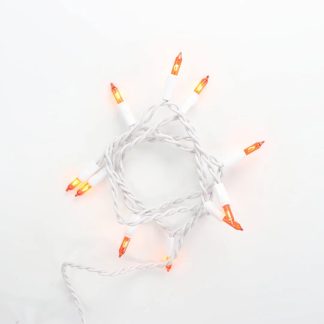 10 Bulb Orange Glass Craft Lights White Wire