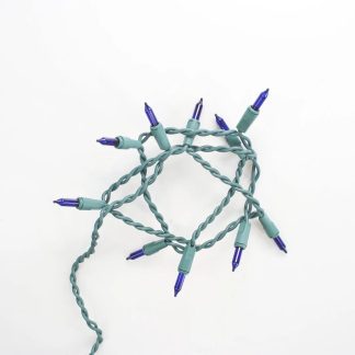 10 Bulb Blue Glass Craft Lights Green Wire