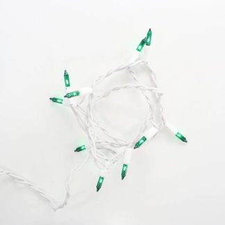 10 Bulb Green Glass Craft Lights White Wire
