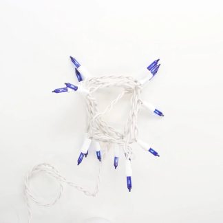 15 Bulb Blue Glass Craft Lights White Wire