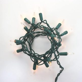15 Bulb Clear Glass Craft Lights Green Wire