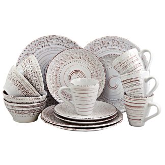 Elama Malibu Sands 16 Piece Dinnerware Set in Shell