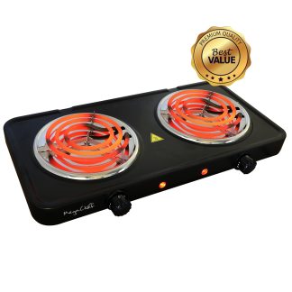 Electric Portable Ultra Lightweight Dual Coil Burner Cooktop
