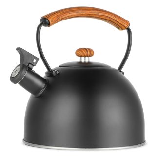 3.2 Quart Tea Kettle Wood Grain Handle Matte Black